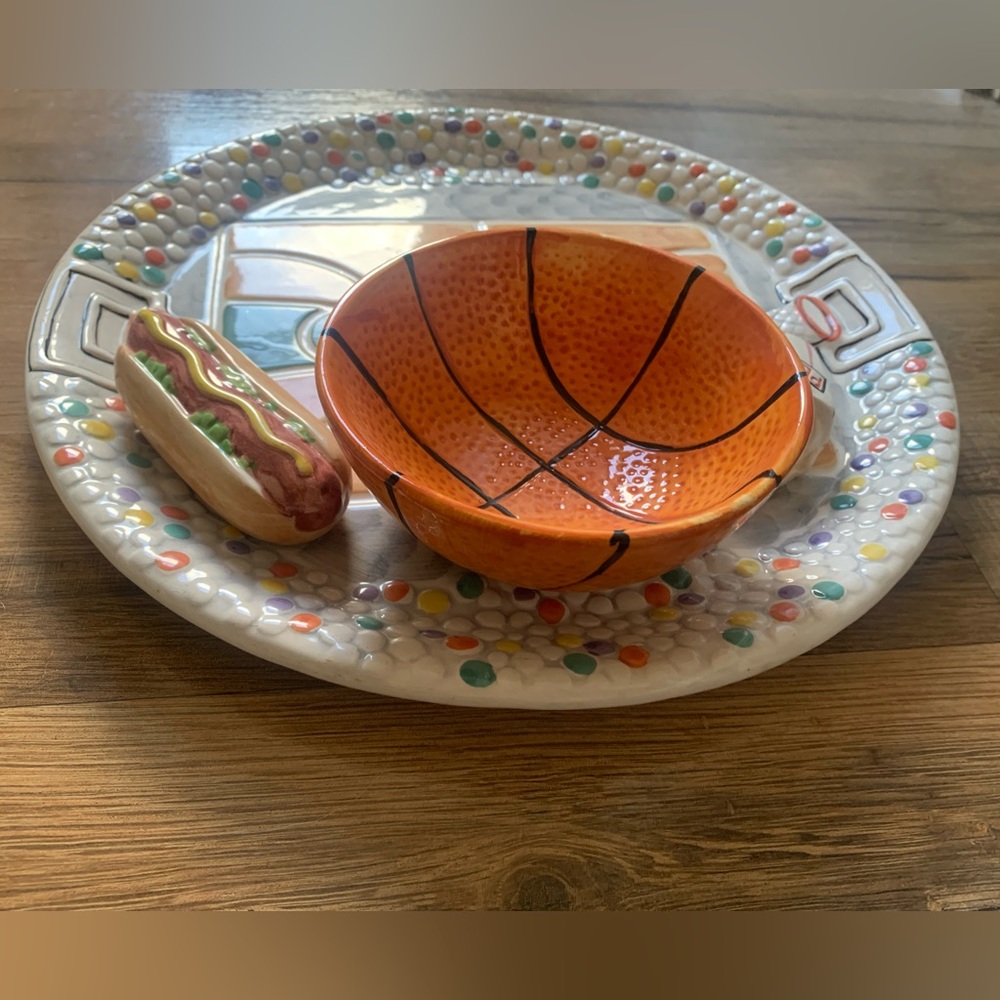 🏀 Basketball Chip & Dip Platter 12”